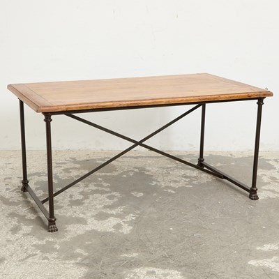 Lot 218 - Painted Metal and Blonde Wood Table