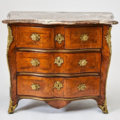 Lot 464 - Early Louis XV Ormolu-Mounted Kingwood Commode en Arbalète