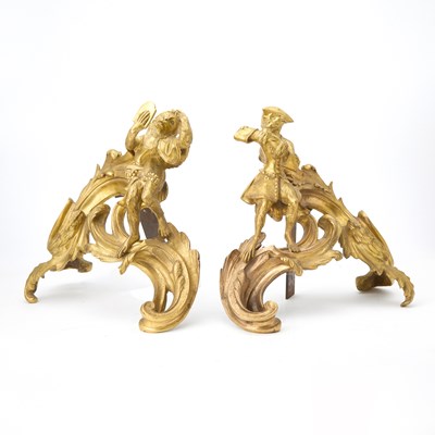 Lot 460 - Pair of Fine Louis XV Ormolu Chenets