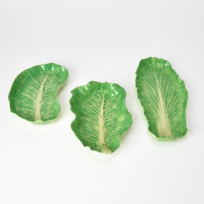 Lot 605 - Three Dodie Thayer Lettuce Leaf Plates