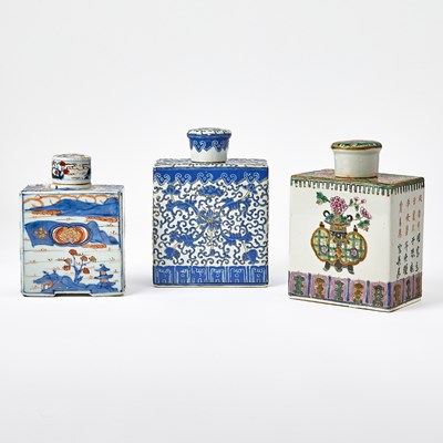Lot 449 - Three Chinese Porcelain Tea Caddies