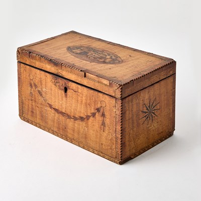 Lot 571 - Late George III Inlaid Satinwood Tea Caddy