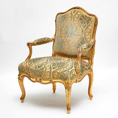 Lot 308 - Louis XV Giltwood Fauteuil à la Reine