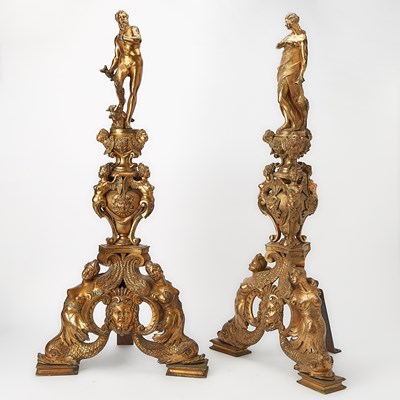 Lot 303 - North Italian Late Renaissance-Style Gilt-Bronze Andirons