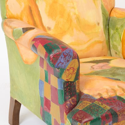 Lot 386 - Edith Simon Oil and Graphite on Canvas Upholstered "Rudolph Nureyev" Armchair