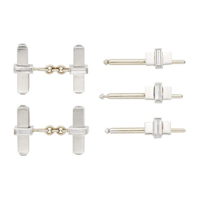 Lot 1050 - Cartier Platinum, White Gold and Diamond Dress Set