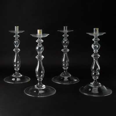 Lot 873 - Two Pairs Steuben Glass Candlesticks