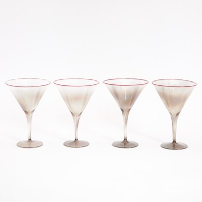Lot 260 - Set of Four Iridescent Oversized Martini Glasses