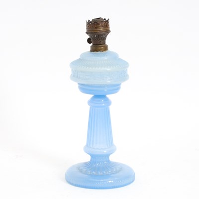 Lot 263 - Blue Opaline Glass Oil Lamp