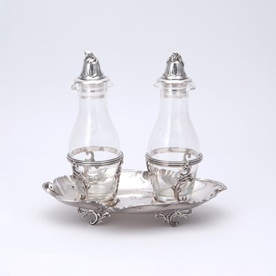 Lot 155 - French Louis XV Style Silver and Glass Cruet Set