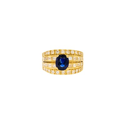Lot 2265 - Gold, Sapphire and Diamond Ring