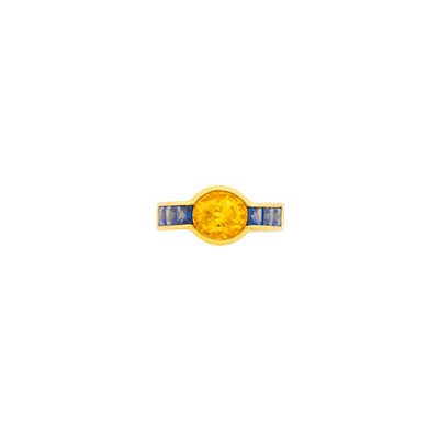Lot 1109 - Gold, Yellow Sapphire and Sapphire Ring