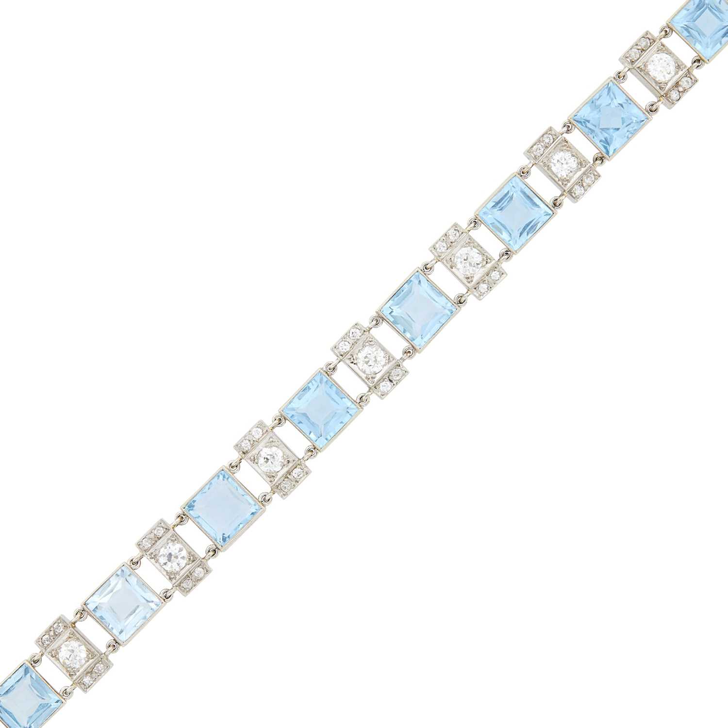 Lot 83 - White Gold, Aquamarine and Diamond Bracelet