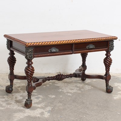 Lot 357 - Carved Oak Library Table
