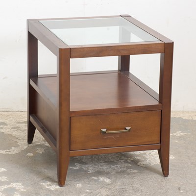 Lot 344 - Modern Mahogany Galss Top End Table