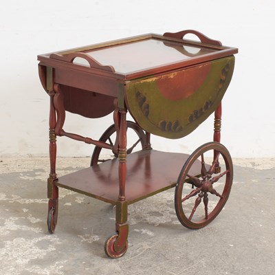 Lot 372 - Paint Decorated Drop-Leaf Tea Trolley