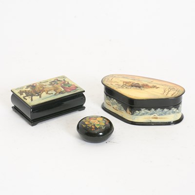 Lot 390 - Three Russian Lacquer Boxes