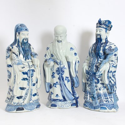 Lot 36 - Three Blue and White Ceramic Figures