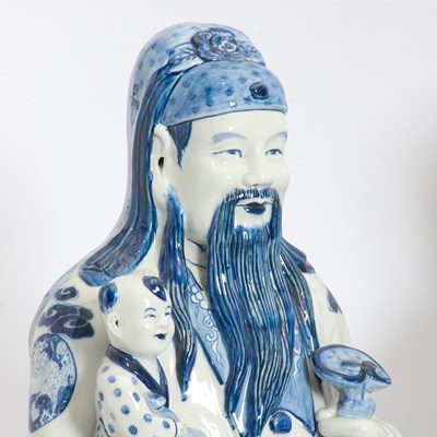 Lot 36 - Three Blue and White Ceramic Figures
