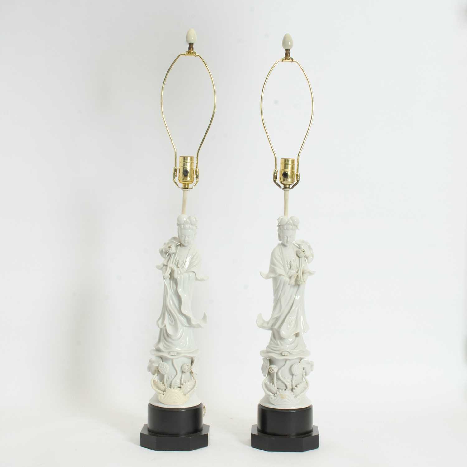 Lot 48 - Pair of Blanc de Chine Figural Lamps