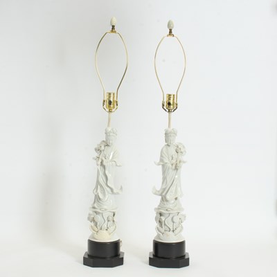 Lot 48 - Pair of Blanc de Chine Figural Lamps
