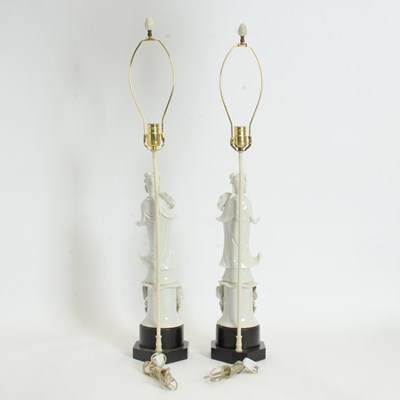 Lot 48 - Pair of Blanc de Chine Figural Lamps