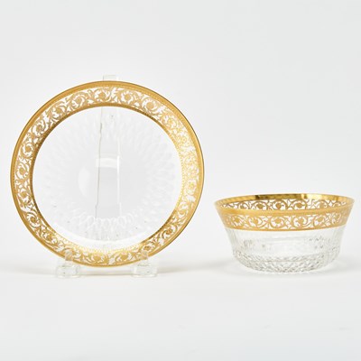 Lot 799 - Set of Twelve St. Louis Blown Glass "Thistle" Pattern Finger Bowls