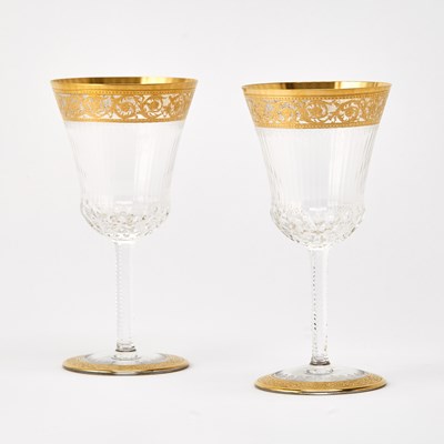 Lot 782 - Set of Eighteen St. Louis Blown Glass "Thistle" Pattern Continental No. 2 Water Goblets