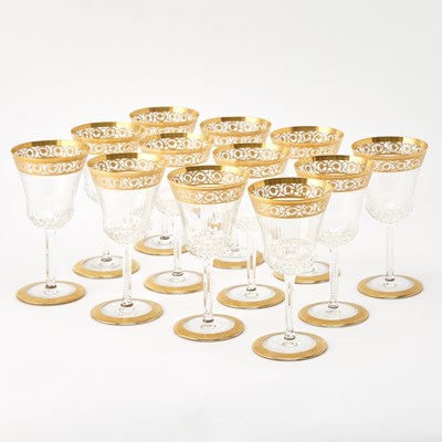 Lot 780 - Set of Twelve St. Louis Blown Glass "Thistle" Pattern American No. 1 Water Goblets