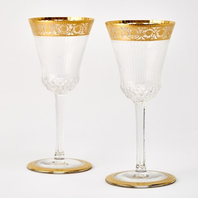 Lot Set of Twelve St. Louis Blown Glass "Thistle" Pattern Commemoration (Ceremony) Goblets