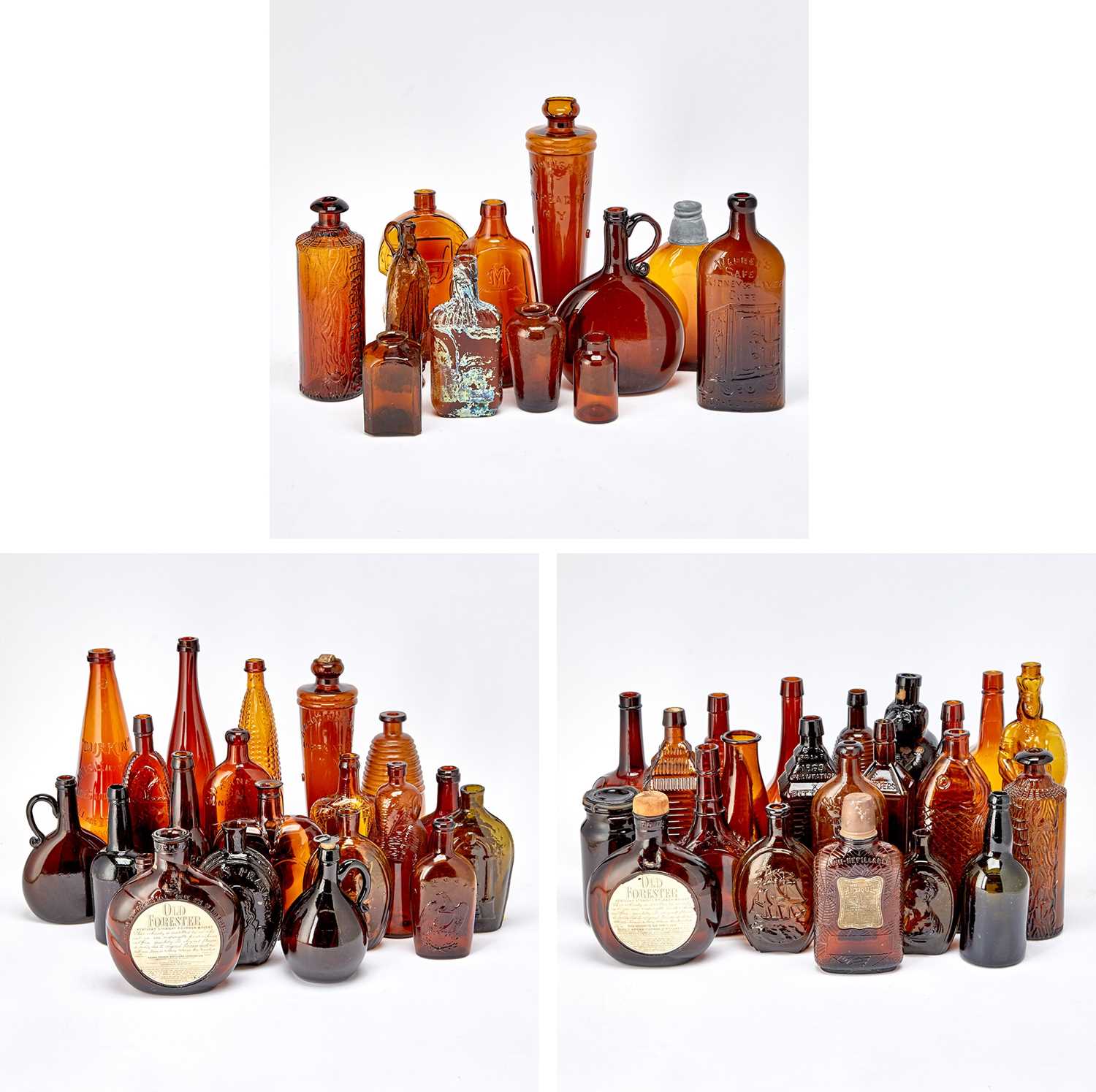 Lot 204 - Large Group of American Glass Bottles and Flasks