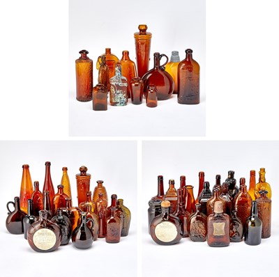 Lot 204 - Large Group of American Glass Bottles and Flasks