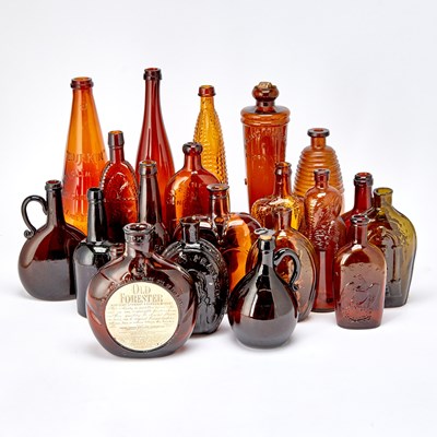 Lot 204 - Large Group of American Glass Bottles and Flasks