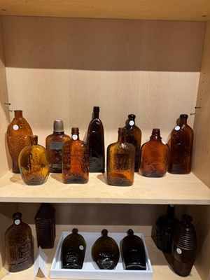 Lot 204 - Large Group of American Glass Bottles and Flasks