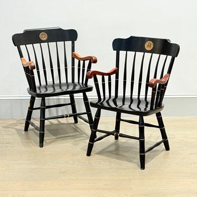 Lot 1188 - Two Ebonized Northeastern Collegiate Armchairs