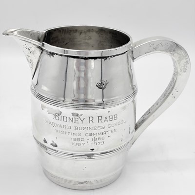 Lot 1220 - American Sterling Silver Presentation Barrel-form Pitcher