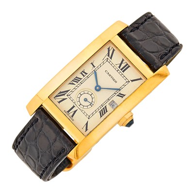 Lot 29 - Cartier Gold 'Tank Americaine' Wristwatch, Ref. 811905