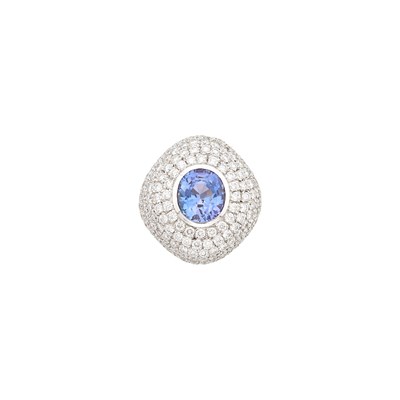 Lot 1058 - White Gold, Tanzanite and Diamond Ring