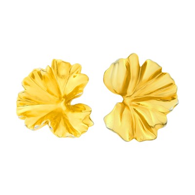 Lot 71 - JAR Paris Pair of Gold-Plated Aluminum 'Golden Geranium' Earclips