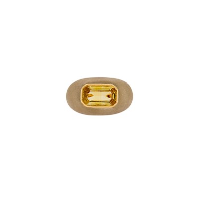 Lot 2212 - Two-Color Gold and Synthetic Yellow Sapphire Ring