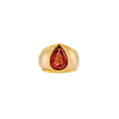 Lot 2042 - Two-Color Gold and Pink Tourmaline Doublet Ring