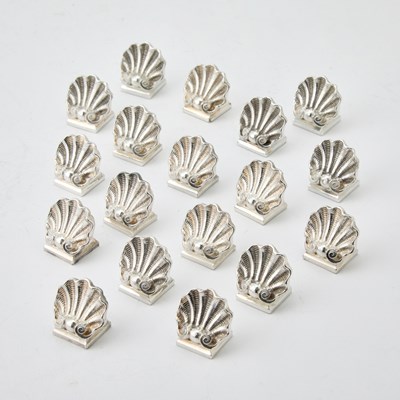 Lot 576 - Set of Eighteen Christofle Silver Plated Shell Form Place Card Holders