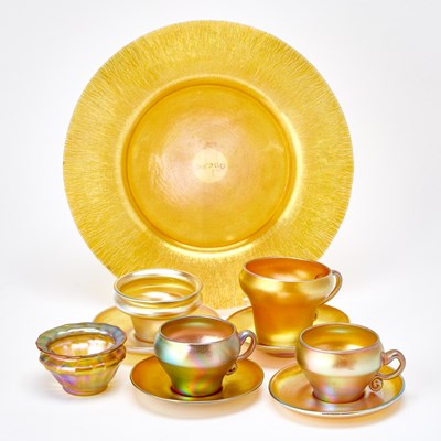 Lot 829 - Group of Quezal Iridescent Art Glass Table Articles