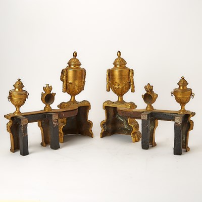 Lot 324 - Pair of Louis XVI Ormolu Chenets
