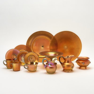 Lot 820 - Group of Carder Steuben Gold Aurene Glass Table Articles