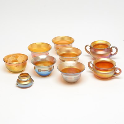 Lot 836 - Group of Tiffany Gold Favrile Glass Table Articles
