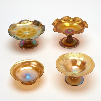 Lot 841 - Four Tiffany Gold Favrile Glass Compotes