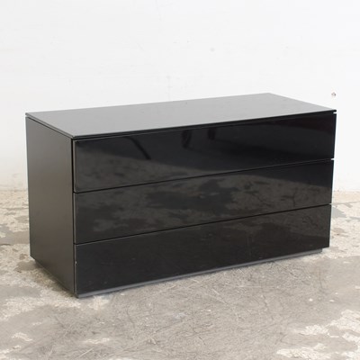Lot 285 - Black Lacquered Low Chest of Drawers