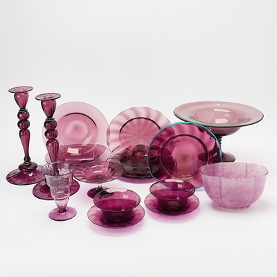 Lot 822 - Group of Carder Steuben Blown Amethyst Glass Table Articles