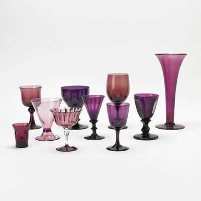 Lot 810 - Group of Blown Amethyst Glass Stemware and Barware